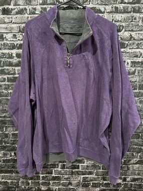 Tommy Bahama Reversible Grey & Purple Half-Zip Sweater